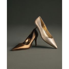 Scarpin Salto Médio Shine Old Gold