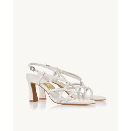 Sandália Salto Médio Piton Off White
