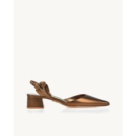 Slingback Salto Médio Shine Old Gold