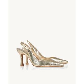 Slingback Salto Médio Piton Light Gold