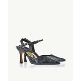 Slingback Salto Médio Piton Preta