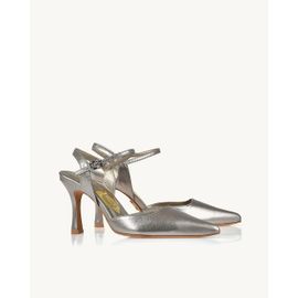 Slingback Salto Médio Shine Old Silver
