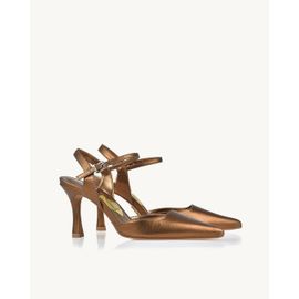 Slingback Salto Médio Shine Old Gold