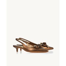 Slingback Salto Médio Shine Old Gold