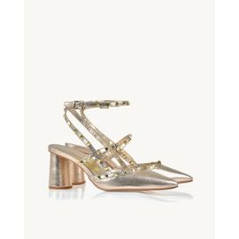 Slingback Salto Médio Metalizado Light Gold