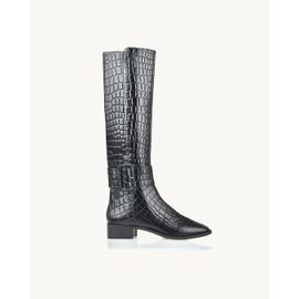 Bota Salto Baixo Croco Preta