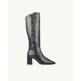 Bota Salto Médio Croco Preta