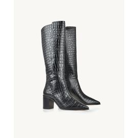 Bota Salto Médio Croco Preta