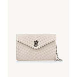 Bolsa Envelope Média Couro Off-white