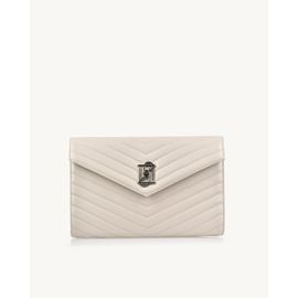 Bolsa Envelope Média Couro Off-white